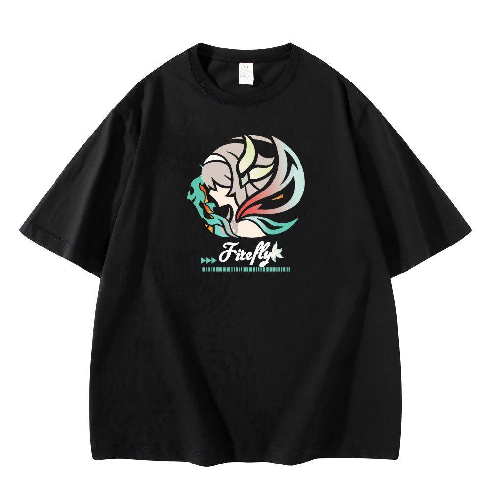 New Anime Honkai Star Rail Firefly Cosplay Printed Short Sleeve TShirt Casual Tee Fashion Vintage Shirts Versatile In Summer