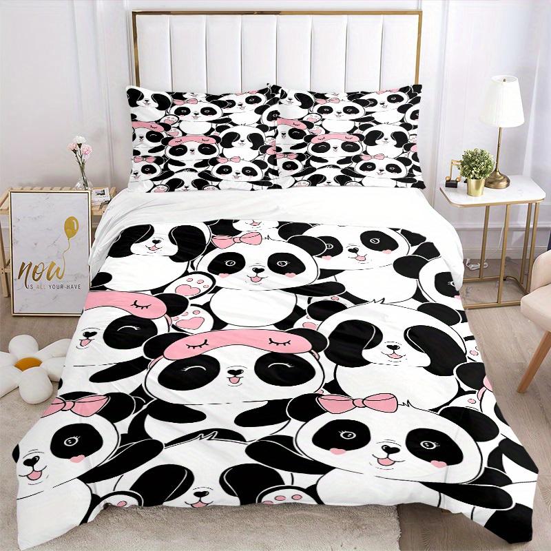 3pcs Panda, Cute Bedding Set, Breathable and Soft, Suitable for All Seasons, Ideal for Home Use, Suitable for Bedroom Decor 21127