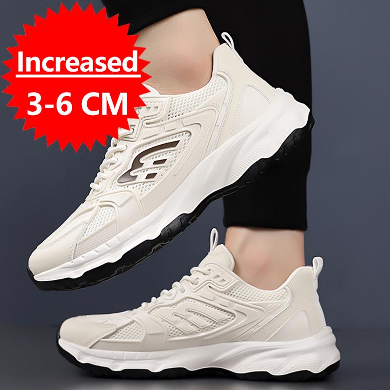 Fashion New Men's Height Increase Shoes Lightweight Anti Slip Running Shoes Invisible Height Increase Shoes 6CM Breathable Mesh Sneakers