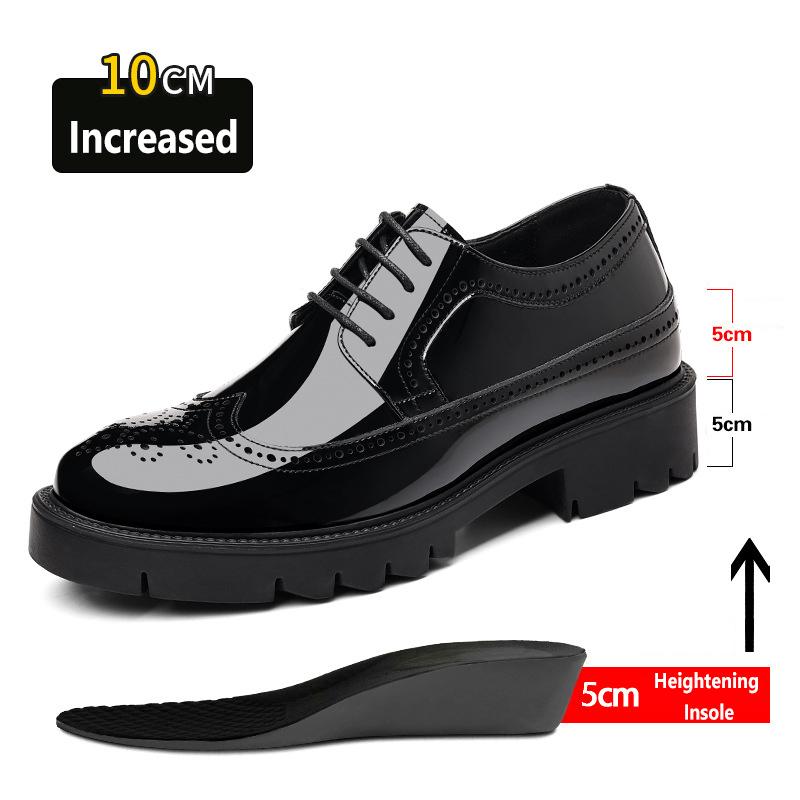 Nové Pánské Společenské Boty Zvýšení Boty Pravá Kůže Zvýšení Obchodní Zvýšení Boty Lesklý Svršek Pro Muže 8cm 10cm Zvyšující Boty