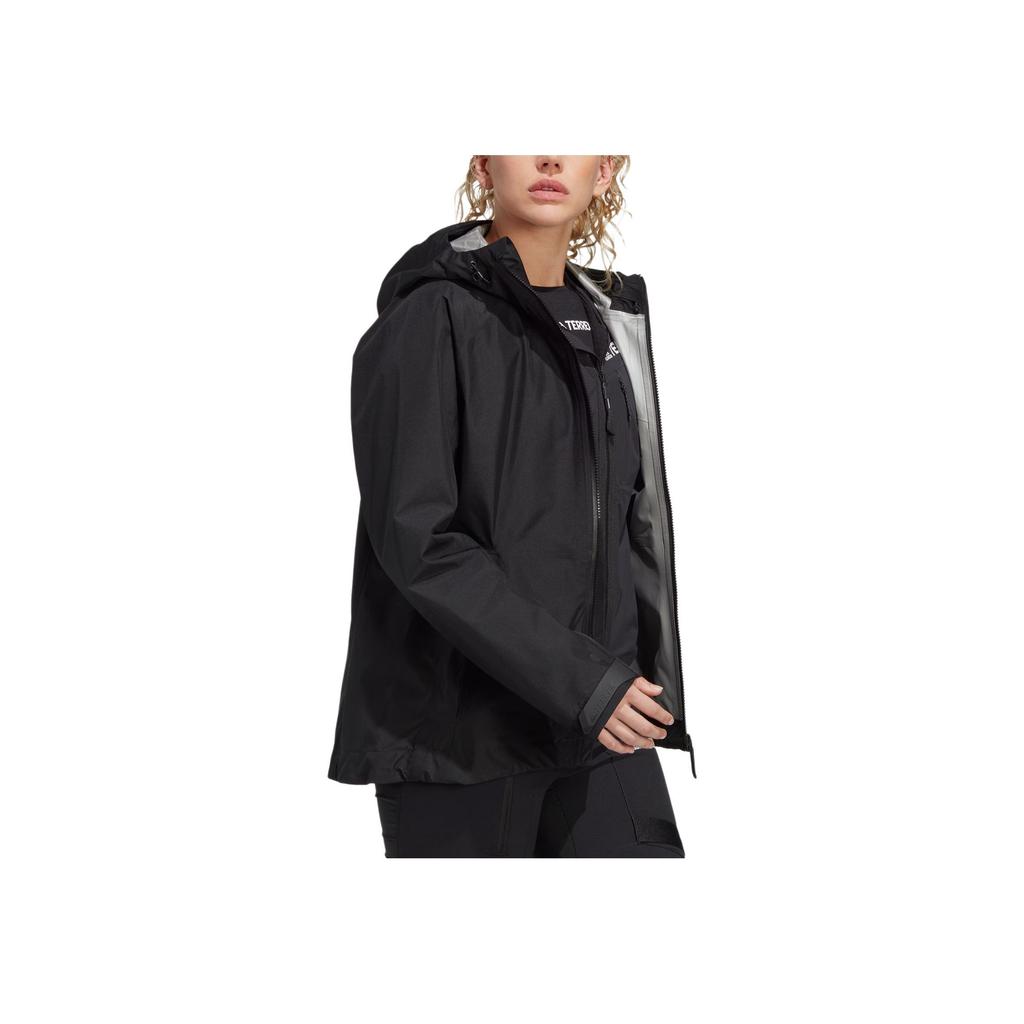 Adidas Letter Print Outdoor Sports Hooded Jacket Women Outerwear Black HN2904