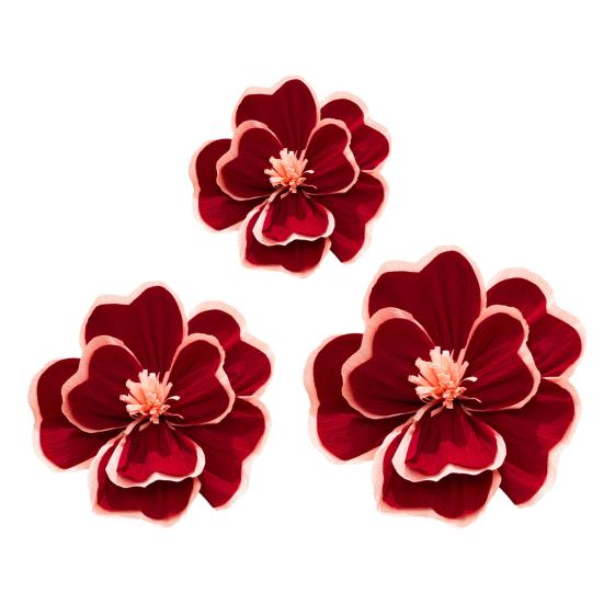 3Pcs Artificial Flower Three-Dimensional Design Festival Atmosphere Warm Joyful Colors Decorative Paper Flowers Home Party Office Gift Background