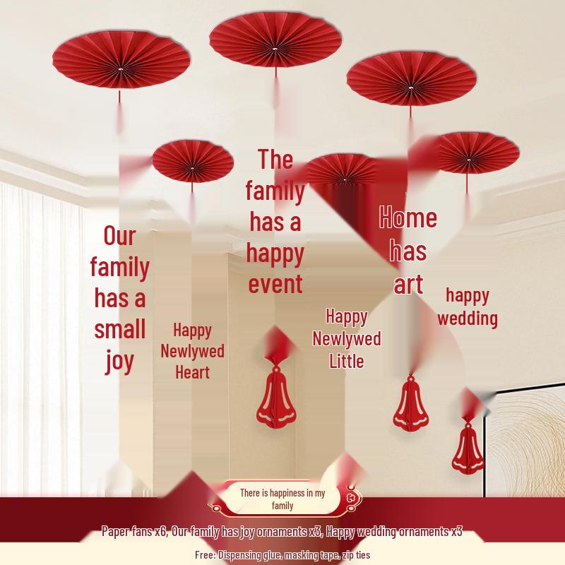 Wedding Décor: Double Happiness Paper Cut Ornaments for Ceiling and Walls, Festive Butterfly Pull Flowers for Bedrooms and Living Rooms
