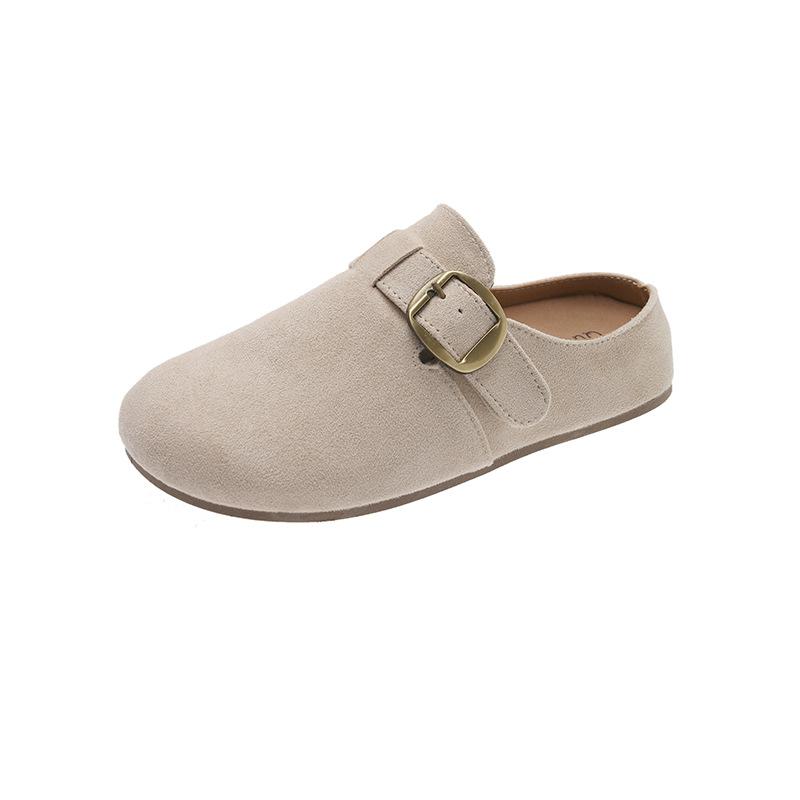 Retro thick-soled inner heightening bag head Birken slippers women's outer wear 2025 autumn new one-pedal Birken shoes half drag