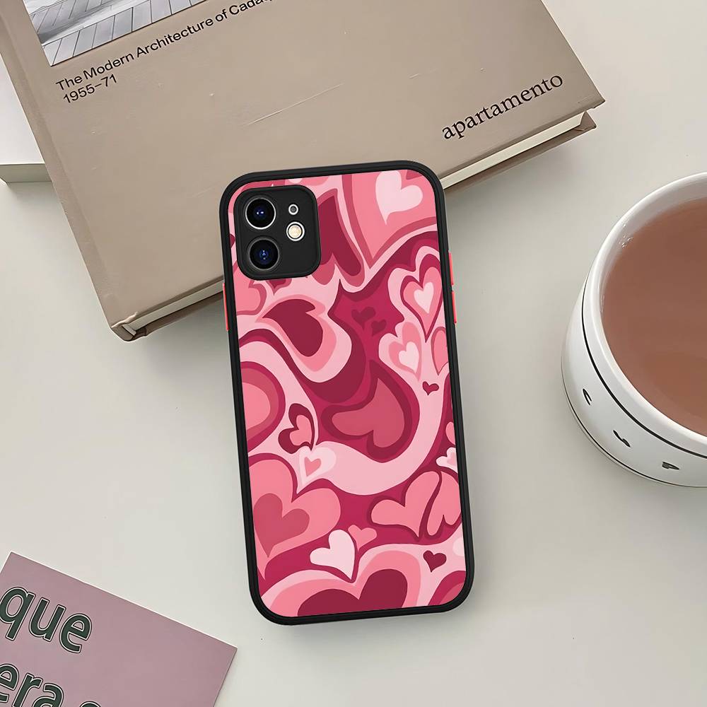 Love Heart Cute Silicone Case For IPhone 16 15 14 13 12 11 Pro Max Plus X XS MAX Shockproof Matte Cover