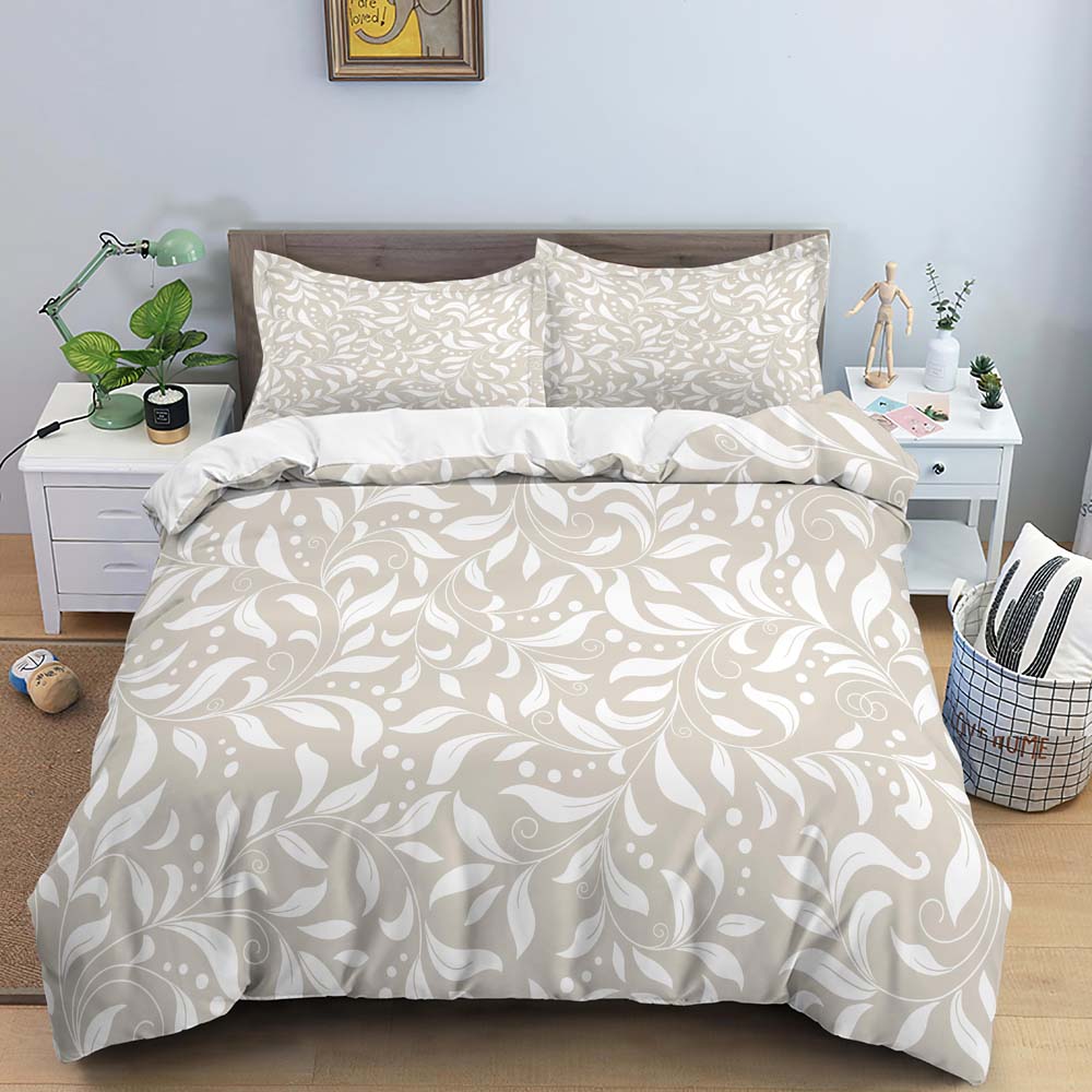 Flower Leaves Duvet Cover Set Fashion Pattern Print Polyester Comforter Covers with Pillow Case King Queen Twin Size Bedding Set