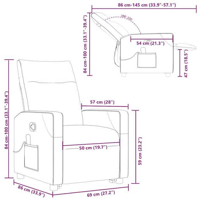 VidaXL Fauteuil inclinable de massage Taupe Tissu 3324019