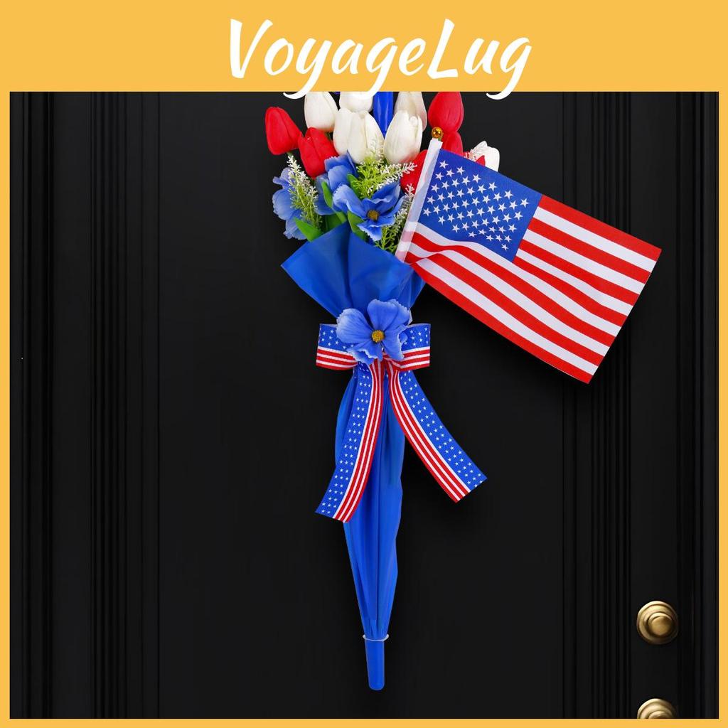 Unabhängigkeitstag Tulpen-Regenschirm Wandbehang mit rot-weißer Flagge für festliche Dekoration