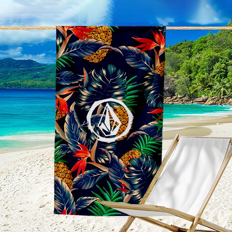 proof beach towel with a V-VOLCOM LOGO4 pattern - soft,absorbent,quick-drying,machine washable - perfect for swimming,camping,bathing
