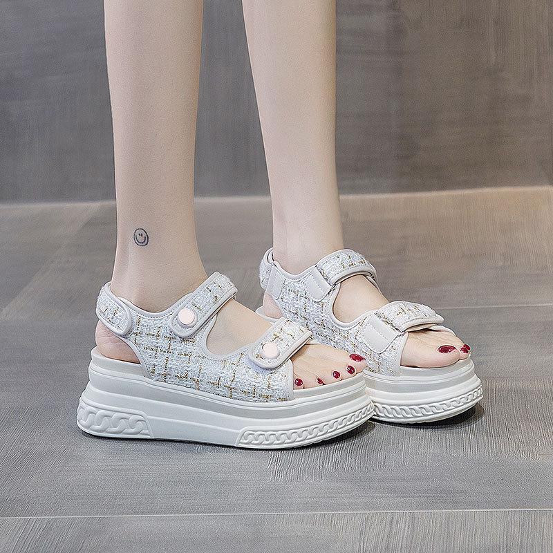 Platform sandals female Xiaoxiangfeng summer new muffin versatile Velcro casual sports Roman shoes fairy style fashion