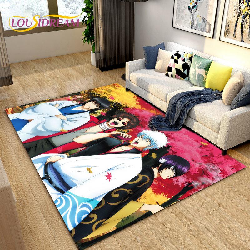 Anime Gintoki Kagura Gintama Area Rug,Carpet Rug for Living Room Bedroom Sofa Doormat Decoration, Kids Play Non-slip Floor Mat
