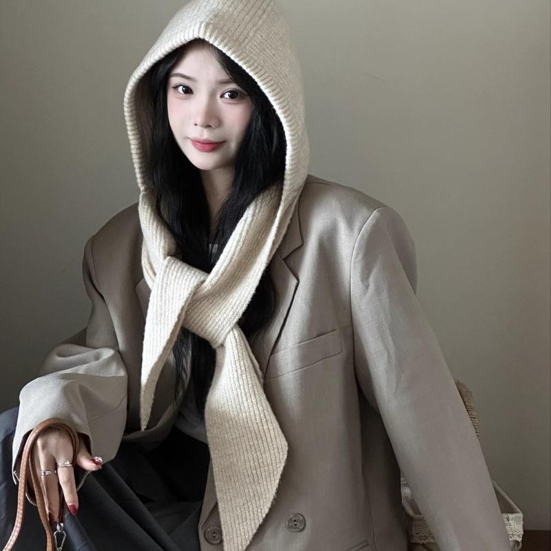 1 шт. Модная шерстяная осенне-зимняя шапка и шарф в одном, теплые наушники, модная шерстяная шапка, альпинистский шарф