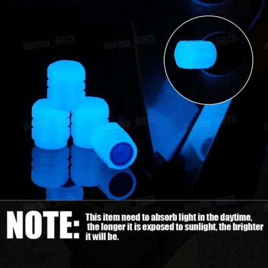 4Pcs Fluorescent Glowing Tire Valve Cover In Dark Car Caps Universal Accessories