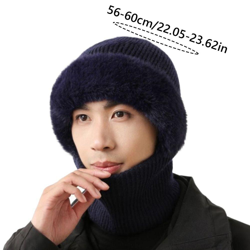 Comfortable Full Cover Style Men Balaclava Hat Windproof Thicken Winter Warm Hat Keep Warm Solid Color Knit Beanie Hat Outdoor