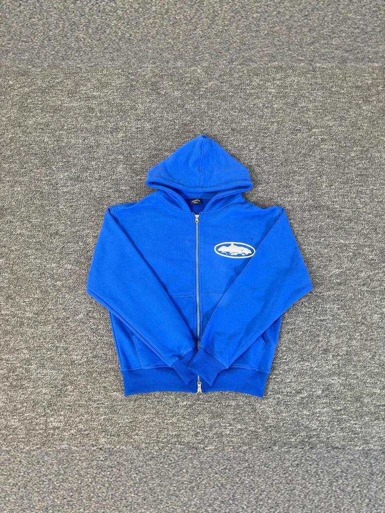 Corteiz Vibe Hip Hop Fleece gevoerde hoodie met rits voor heren