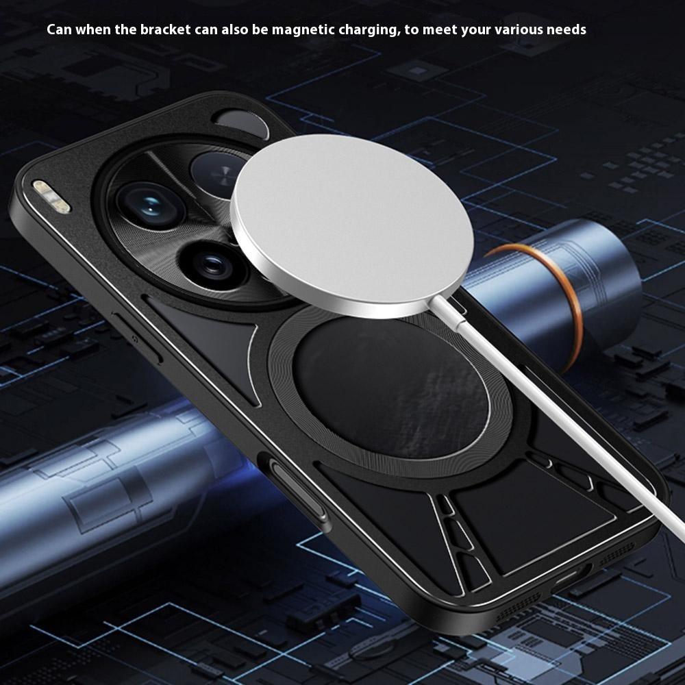 

For vivo X200 Ultra 5G Case Magnetic Kickstand Hollow Heat Dissipation Silicone+PC+Metal Bumper Phone Cover Silver