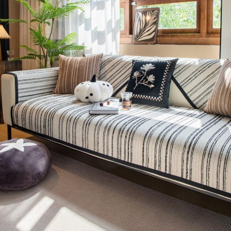 Sügiskodu libisemiskindel triibuline diivanipadi Diivani kattematt Šenill Slipcover Funda diivanimatt