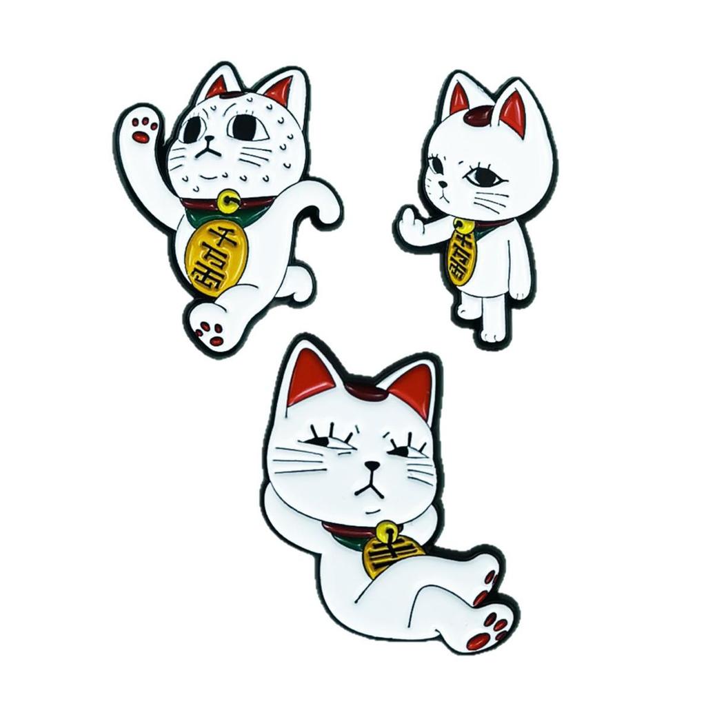 Cartoon Anime Lucky Cat Brooch - Cute Japanese Character Lapel Pin Accessory
