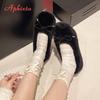 Fashion Aphixta Furry Sweet Bow Dec Women Flat Shoes Yellow Shallow  Flats Shoes Women Flat with Loafers Soft Sole Woman Casual Shoes