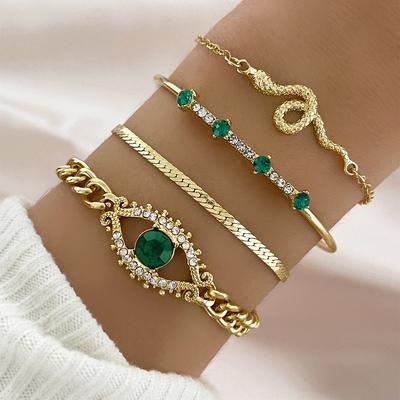 Simplicity Design Bohemian Style Suit Four-piece Women's Snake Bracelet Set Suitable for Daily Gathering and Party Wear Popular Fashion Low Allergy