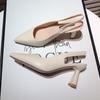 Fashion Sandals Women Mules Pointed Toe Shoes Female Wedding Shoes Sliver Outdoor Thin Heels Slides Ladies Sandalias De Mujer 2024