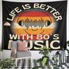 Life Is Better With 80's Music Tapestry Wall Hanging Retro Smiley Decor for Bedroom Living Room Music Room Gift