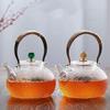 Hammer Pattern Borosilicate Glass Teapot with Copper Handle for Induction Cookers