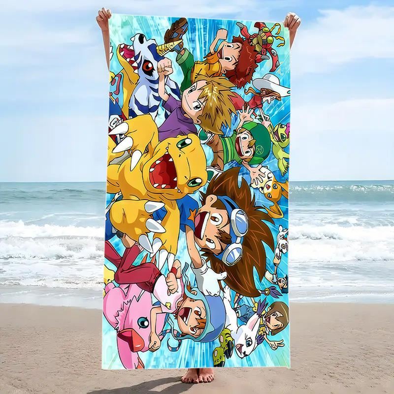 Digmon Print Beach Towel, Large Soft Quick Dry Towel for Beach Camping Swimming