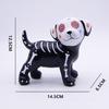 Totenkopf-Statue Niedliche Halloween-Deko Halloween Tag der Toten Hund Katze Figur Harz Skelett Skulptur für Zuhause Schreibtisch Halloween
