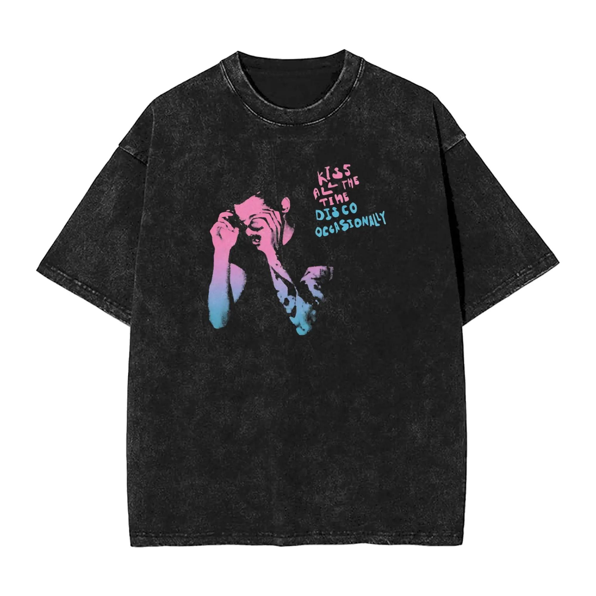 

Harry Styles Kiss All The Time Graphic Print Retro Washed Tshirt Unisex Women Loose Casual Oversize Top Cotton Solf Summer New Tee S