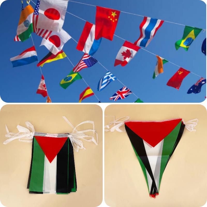 Gaza Palestine 10pcs Polyester Flag Square Triangle Shape Celebrate Festival