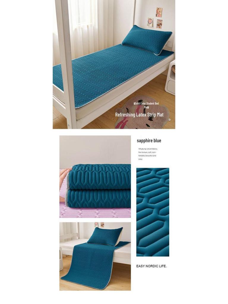 Thickened Ice Silk Cool Bed Sheet & Latex Mattress Topper for Summer