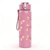 1PC Repeating Pink Bow Grid Texture 750ml Color Plastic Sports Water Bottle Leakproof Flip Straw Lid For Sports Office Home Use