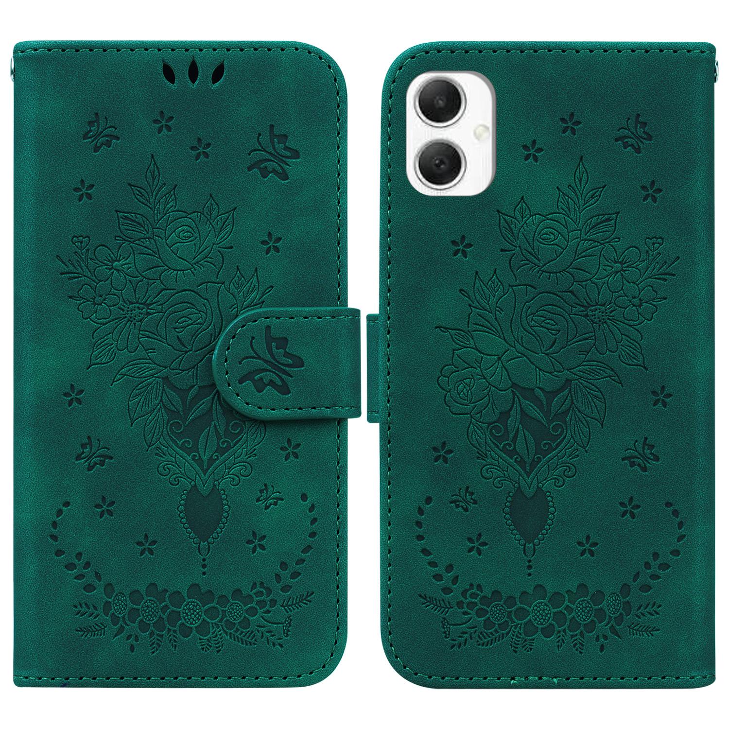

For Samsung Galaxy A06 4G Case PU Leather Wallet Phone Cover Butterfly Flower Imprint A