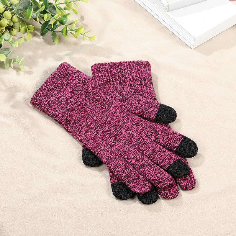 

WTEMPO Women s Cold-proof Full Finger Gloves Couple Touch Screen Warm Gloves Outdoor Cycling Windproof Knitted Gloves Winter Special Gift Gloves 2pairs розовый
