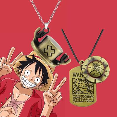 Anime One Piece Náhrdelník Luffy Prívesok so slameným klobúkom a psou visačkou Muži Módne doplnky Šperky pre fanúšikov