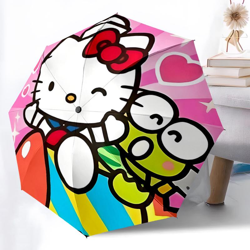 

1pc Hello Kitty Automatic Opening/Closing Umbrella with Convenient Three-Fold Design, 8-Bone Iron Frame Outdoor Umbrella - Perfect Gift for Fans, Trav