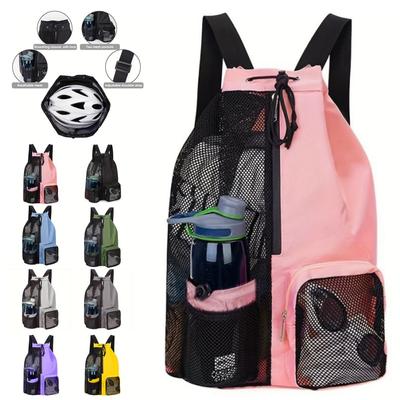 Travel Swimming Bag Mesh Drawstring Backpack with Wet Pocket Multipurpose Beach Backpack for Swimming Gym Workout Gear