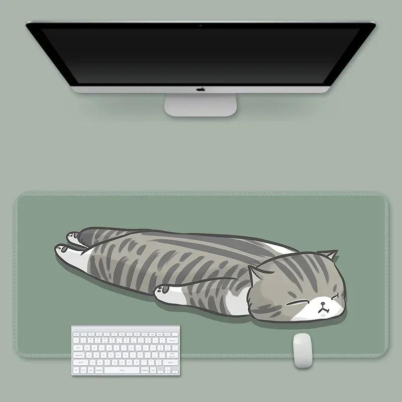 Kawaii Black Cat Sketch  Mouse Pad Anime Gaming Desk Mat Nonslip Rubber for Home Office