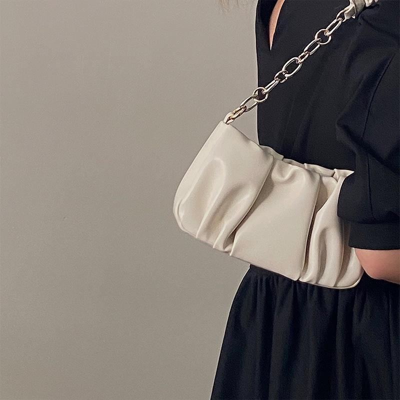 IELGY Urban Simple Ladies Solid Color Soft Leather Comfortable Chain Diagonal Bag