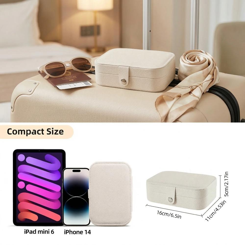 Women's and Girls' Portable Jewelry Box - Double-Layer Display and Storage Organizer for Earrings, Rings, Necklaces (1 Piece, White)