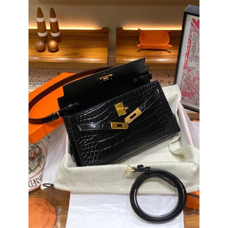 Nuova borsa a tracolla singola in pelle di mucca con motivo coccodrillo, borsa da donna orizzontale, pochette retrò