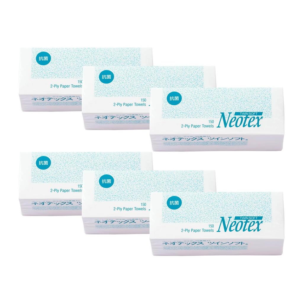 Toyo Neotex Twin Soft Antibacterial Paper Towel Recycled Paper Commercial Use 2 Ply High Absorption 150 Pairs 6 Pieces (300 Sheets)