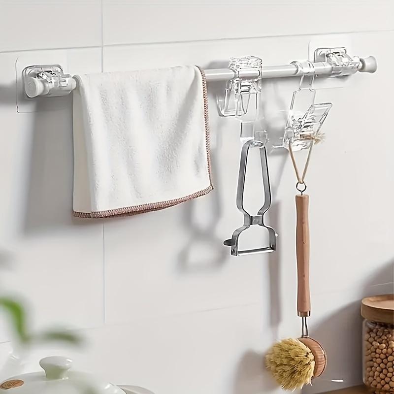 No Drill Curtain Rod Brackets - Hang Curtains Easily & Damage-Free Kitchen And Bathroom Crossbar Fixing Device Adhesive Hook