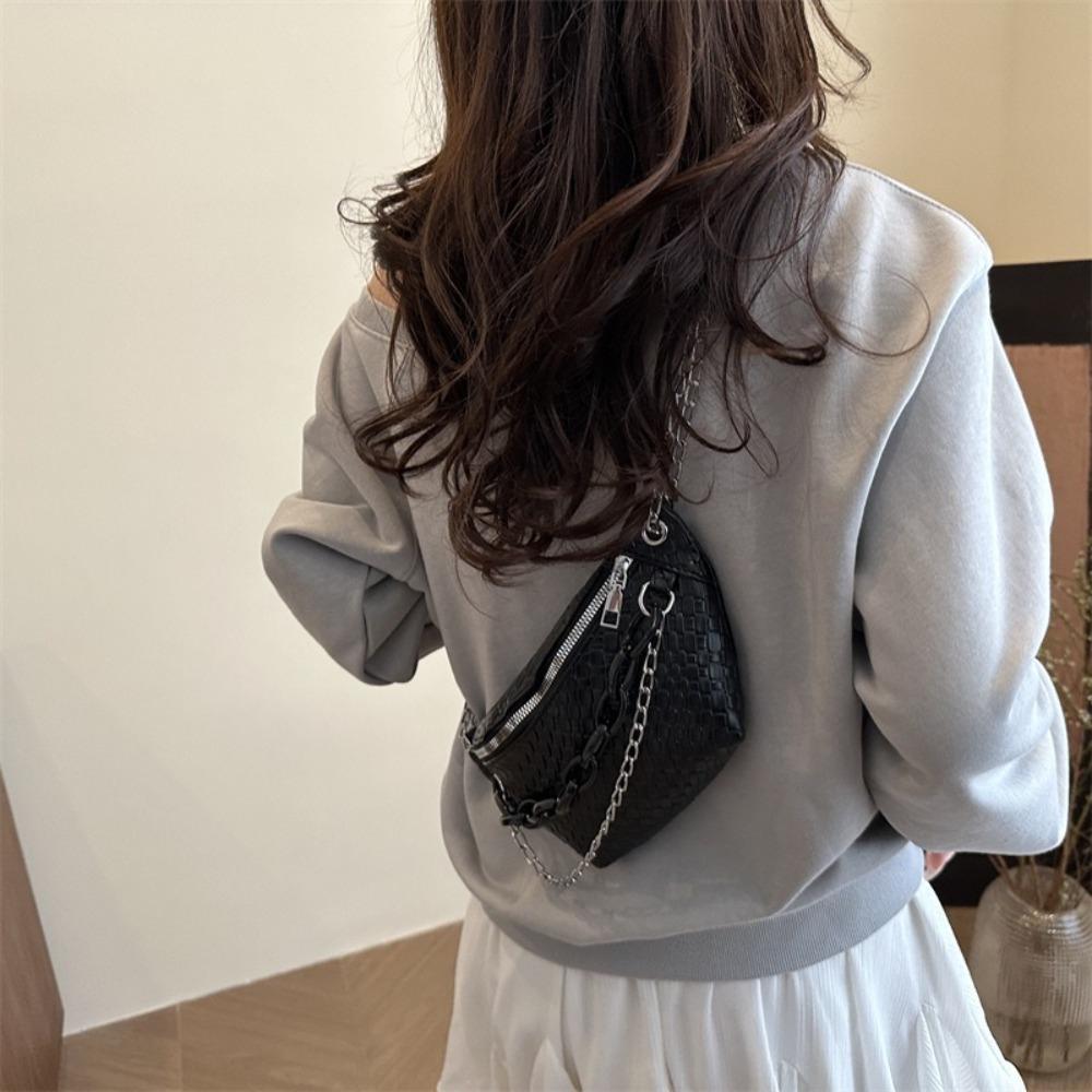 

Chain Chest Bag Crossbody Bag Crossbody Waist Pack Portable Leather Fanny Packs Student чорний