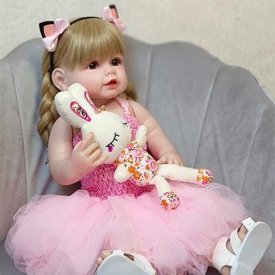 Original 55 cm Reborn Baby Kleinkind Puppe Volle Silikon Körper Vinyl Spielzeug Für Mädchen Prinzessin Bebe Begleit Spielzeug Weihnachten Geschenk