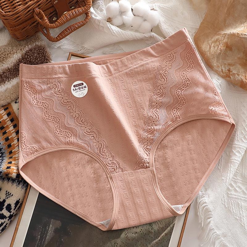 Plus-Size Women's Pure Cotton High-Waisted Underwear, Jacquard Fabric, 5A Antibacterial Crotch, Breathable and Comfortable