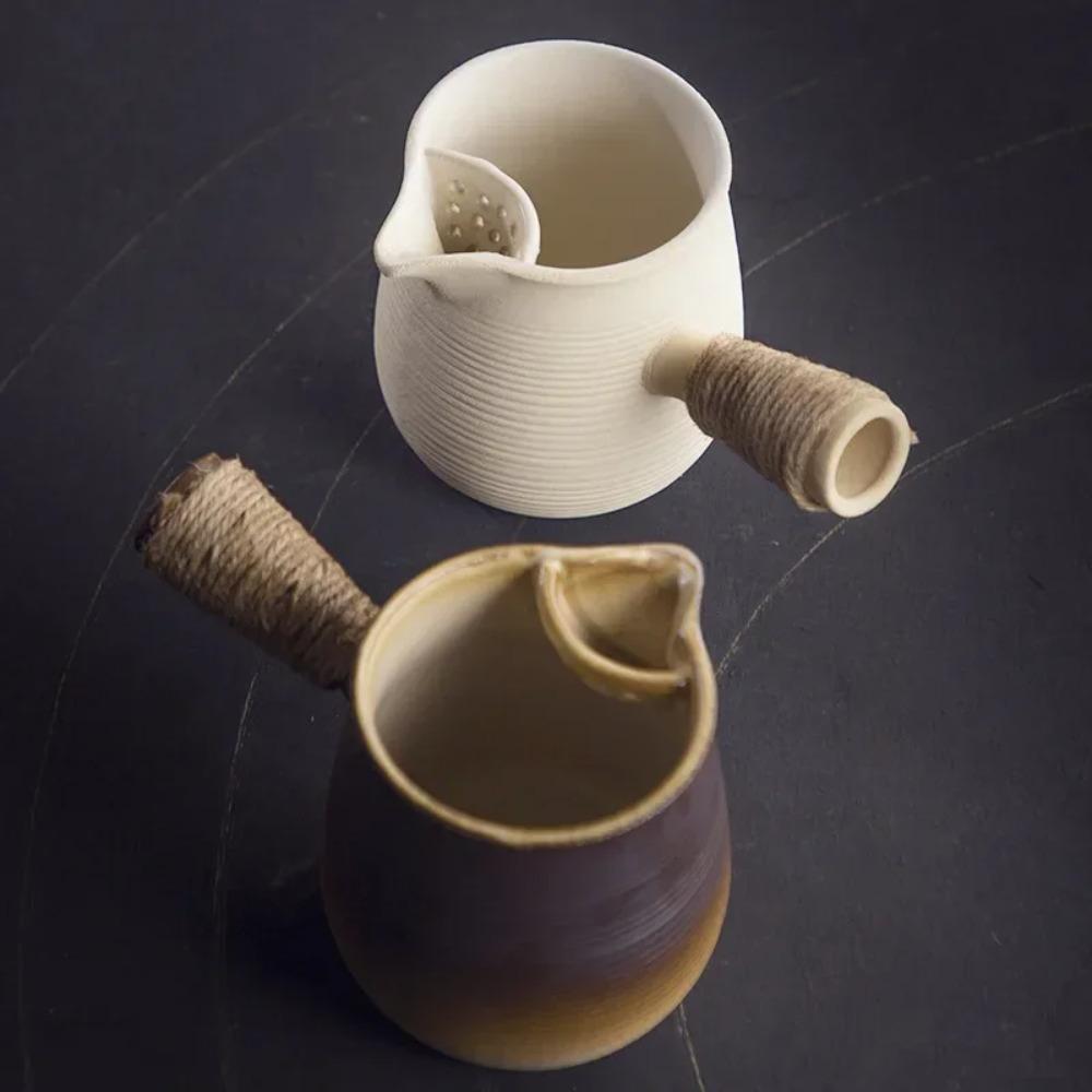 Clay Stove with Grilled Handle, Teapot Aged White Dedicated Cooking Tea Pot, Firewood Burning Boil Water, Chinese Style Utensils