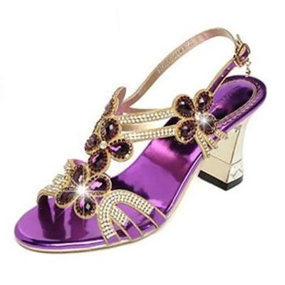 Fashion Summer Rhinestone Sandals Genuine Leather Glitter Women Open Toe Sandals High Heels Party Shoes Gladiator Sandals Wedding Shoes