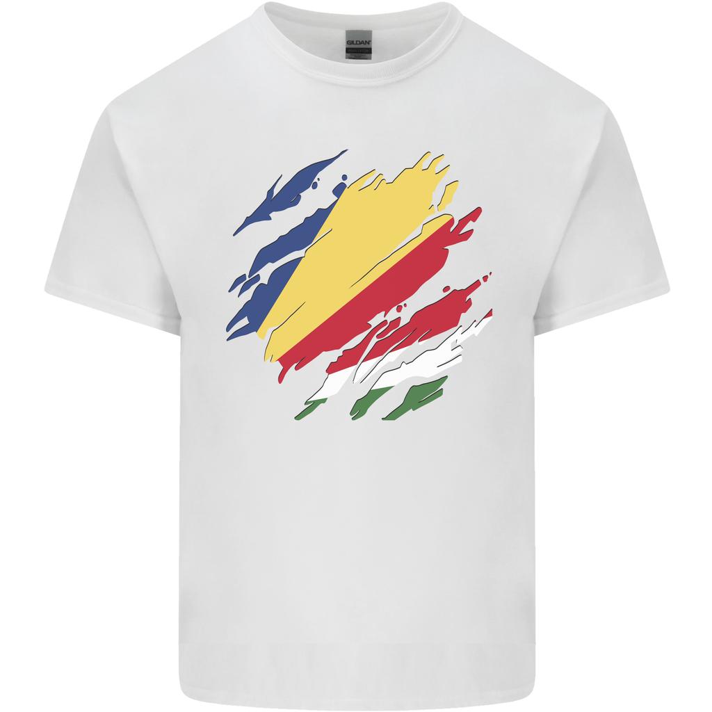 Torn Seychelles Flag Seychellois Day Football Unisexs Light Cotton TShirt